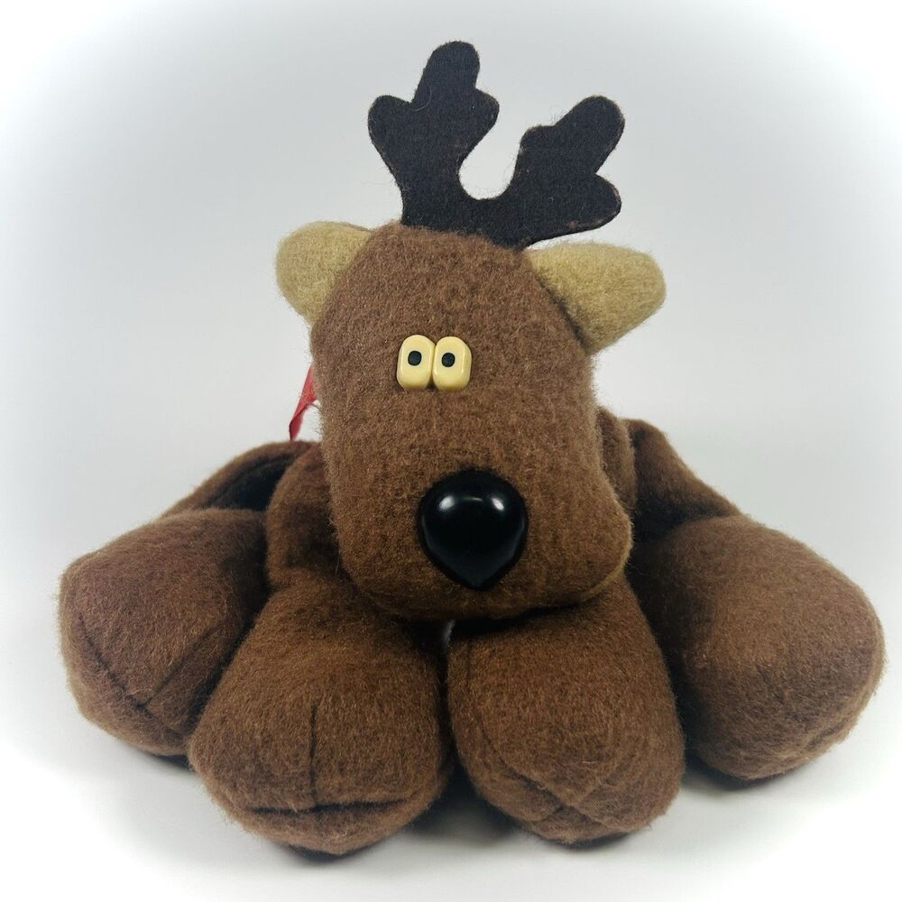 1980 Hallmark 10” Rodney Reindeer Plush Beanbag Stuffed Animal Christmas VTG